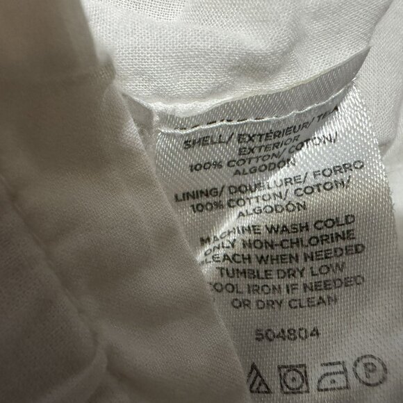 LOFT White Embroidered Scalloped Hem High Rise Fabric Tie Waist Shorts Sz Lg - Picture 6 of 7